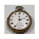 A silver pocket watch by Waltham, 118g