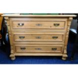 A c.1900 pine dresser base with drawers, 44.5in wi