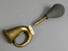 A vintage brass car horn, 16.5in long