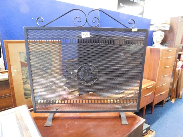A small fire screen twinned with a modern Oriental print on silk - Image 2 of 3