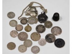 Silver coinage & other white metal items, 91.8g
