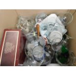 A boxed quantity of glassware