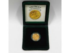 A cased Elizabeth II 1980 UK gold proof full sover