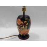 A Moorcroft pottery lamp, 11in high inclusive