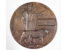 A bronze WW1 death plaque awarded to George Hewlet