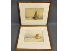A pair of F. J. Aldridge watercolours featuring bo