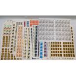 A quantity of 57 complete postage sheets, approx.