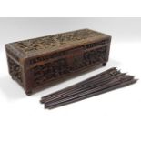 A well carved 19thC. Chinese box, decorated with f