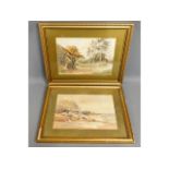 A pair of land & coastal watercolours signed Alfre