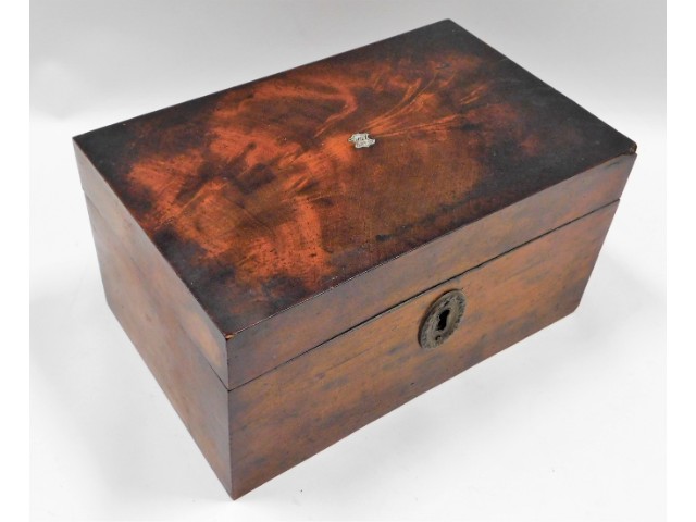 A 19thC. mahogany box with mother of pearl inlaid