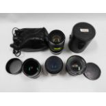 A Nikon fisheye 16mm lens; a Toikna RMC 17mm lens;