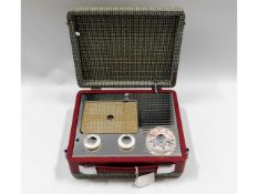 A Pye cased portable radio with chrome internal fi