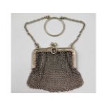 A sterling silver mesh purse, 2.25in wide, 45.8g