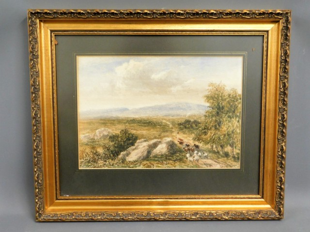 A framed water colour by David Cox Jnr. featuring