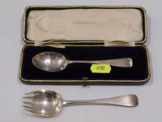 An 1889, London silver pickle fork by John Aldwink