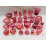 A quantity of mostly Victorian cranberry glass