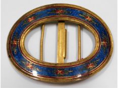 A cloisonné enamelled gilt belt buckle, 85mm wide