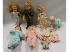 Nine vintage & antique dolls including eight with
