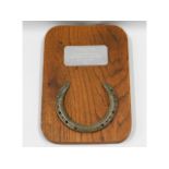 An oak mounted horseshoe of the legendary champion