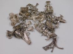 A silver charm bracelet, 59.5g