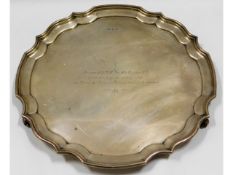 A 1958 large footed Sheffield silver salver by Har