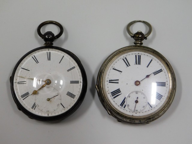 A 19thC. fusee movement silver pocket watch, 48mm