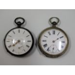 A 19thC. fusee movement silver pocket watch, 48mm
