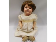 A Porzellankopf Burggrub composite doll, 22in tall