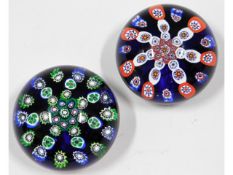 Two Liskeard glass millefiori paperweights