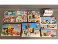 Eight vintage boxes of Lego, sets 374, 377, 368, 6