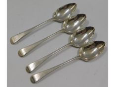 A set of four William IV London silver serving spo