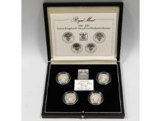 A cased Royal Mint 1984-1987 Piedfort silver proof