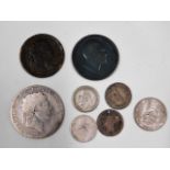 A George IV penny, a George III half penny 1817 &