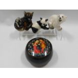 Three Russian pottery animals twinned with a Russi