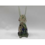An end of day glass Murano style rabbit vase, 11.5