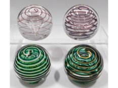 Four Liskeard glass paperweights, one dated 1977