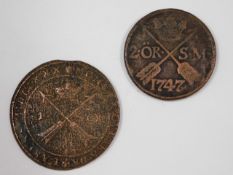 A 1747 Swedish 2 Ore & one other