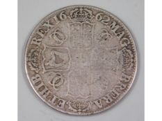 A Charles II 1662 silver crown, 28.3g