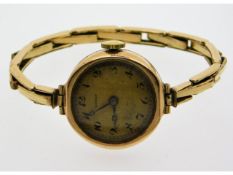 A 9ct gold cased ladies Buren wristwatch with a 12