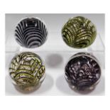Four Liskeard glass paperweights, one dated 1978