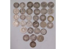 A quantity of Victorian silver coinage, approx. 38