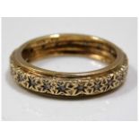 A 9ct gold eternity ring set with 0.1ct diamonds, size Q/R, 3.4g