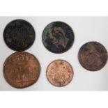 An 1836 Spanish coin twinned with four Italian inc