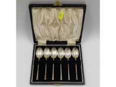 A cased set of 1960, Sheffield silver seal spoons