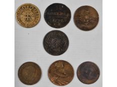 Two tokens, a medallion & other antique coinage