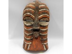 A Songye people kifwebe tribal art mask, 15.75in t