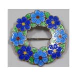 A 1944 A. H. Derby & Son enamelled floral brooch,