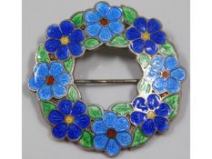 A 1944 A. H. Derby & Son enamelled floral brooch,