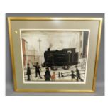 A hand signed in pencil framed Lowry print, image