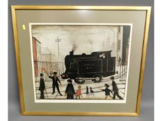 A hand signed in pencil framed Lowry print, image